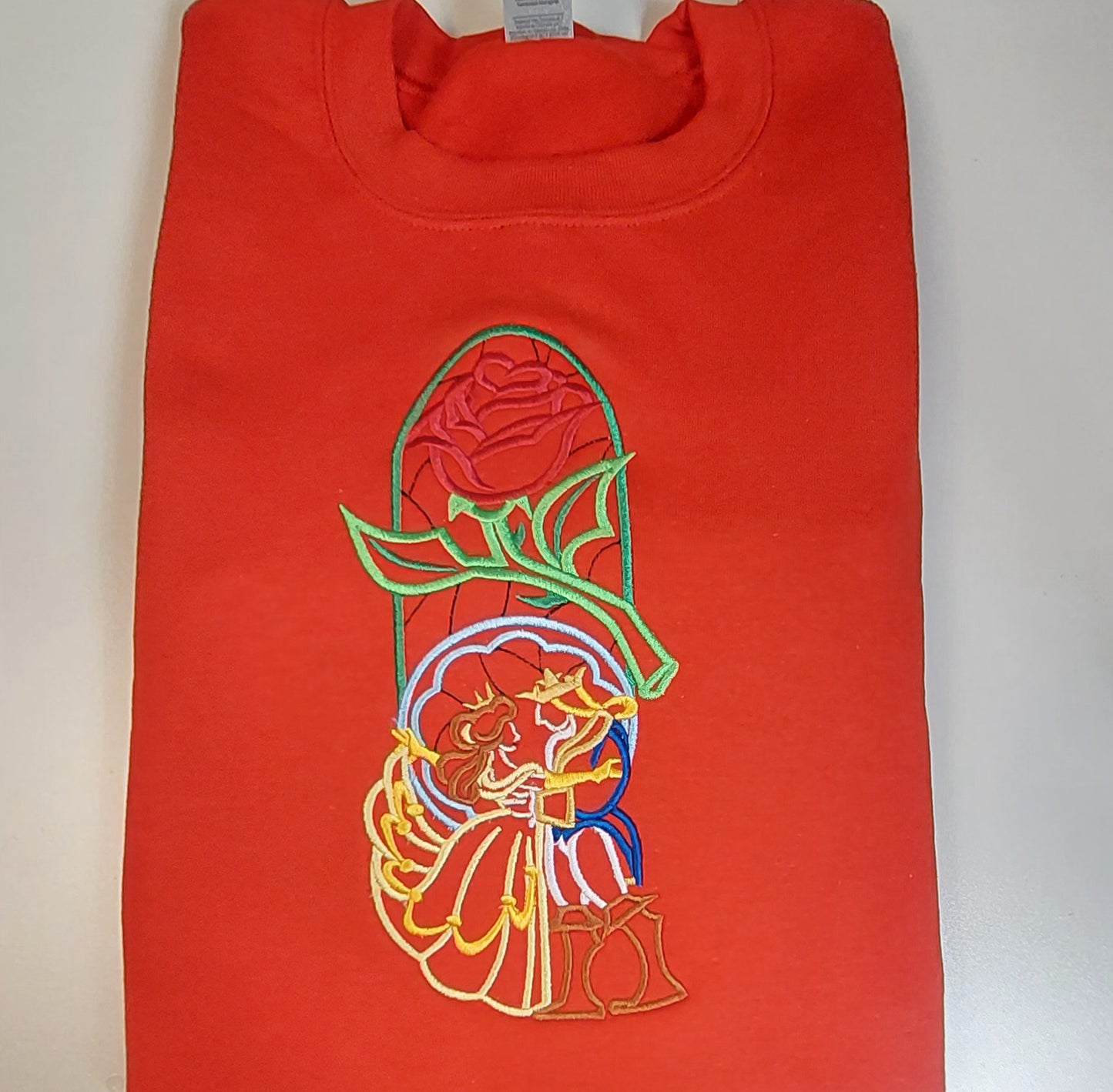 Satin Glass sketch scene Beauty and the beast sweatshirt embroidered
