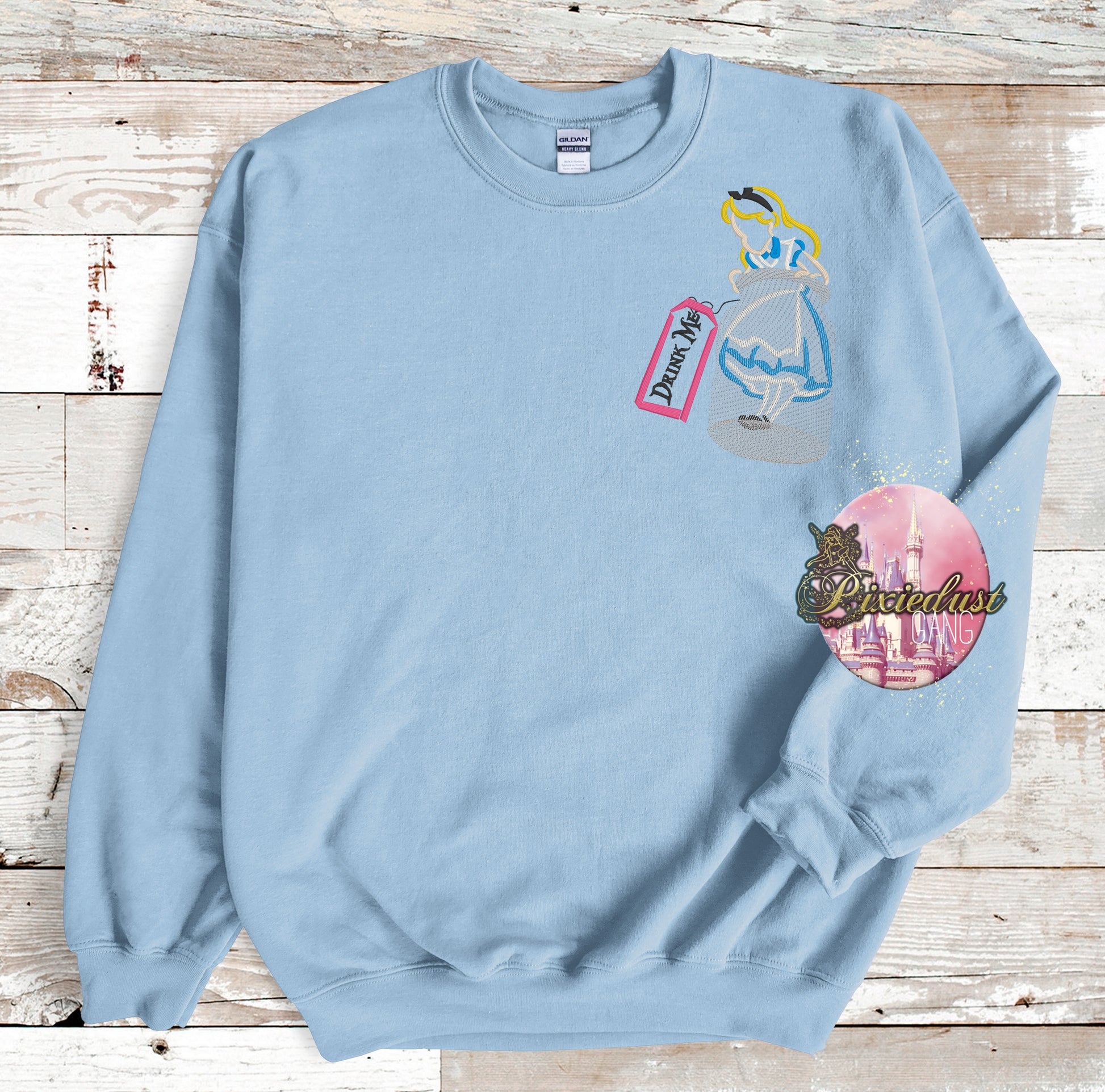 alice in wonderland Drink me Bottle embroidery