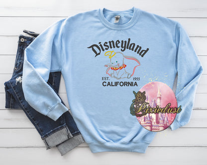 Flying elephant embroidered sweatshirt or tshirt