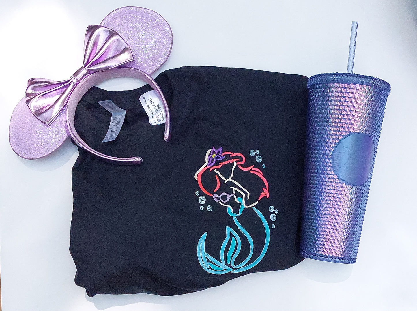Little Mermaid Ariel embroidered sweatshirt or tshirt