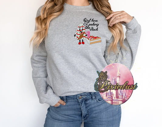Looking like a snack embroidered Little debbie Christmas tree Sweatshirt