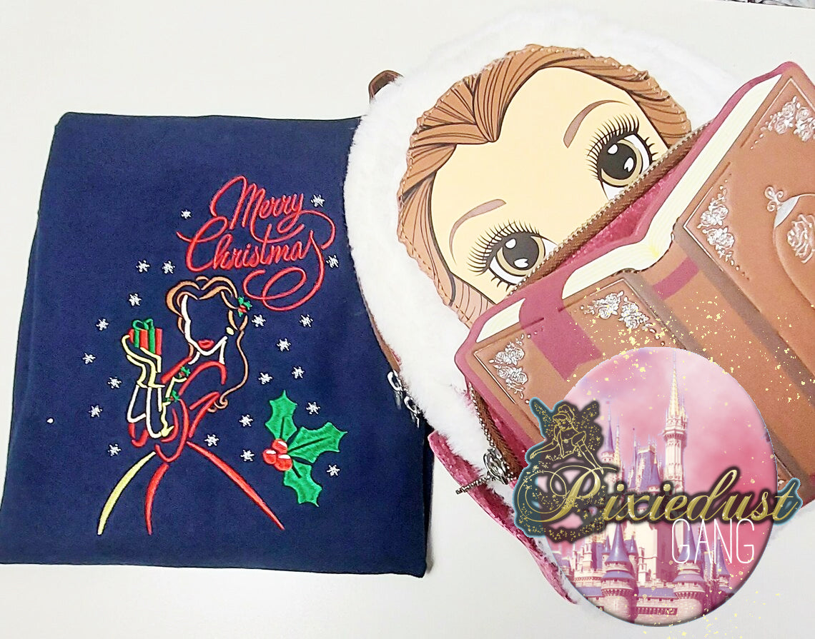 Princess Belle Christmas embroidered sweatshirt