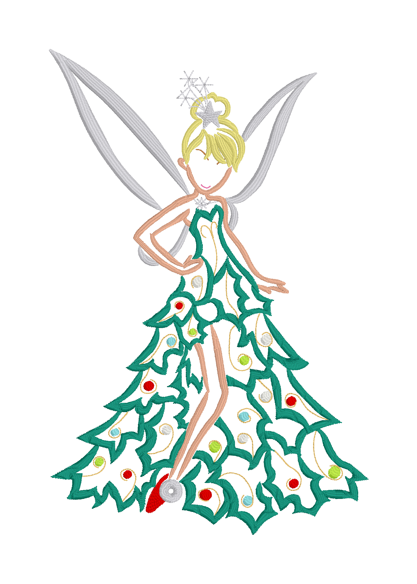 Tinkerbell Christmas tree embroidered sweatshirt