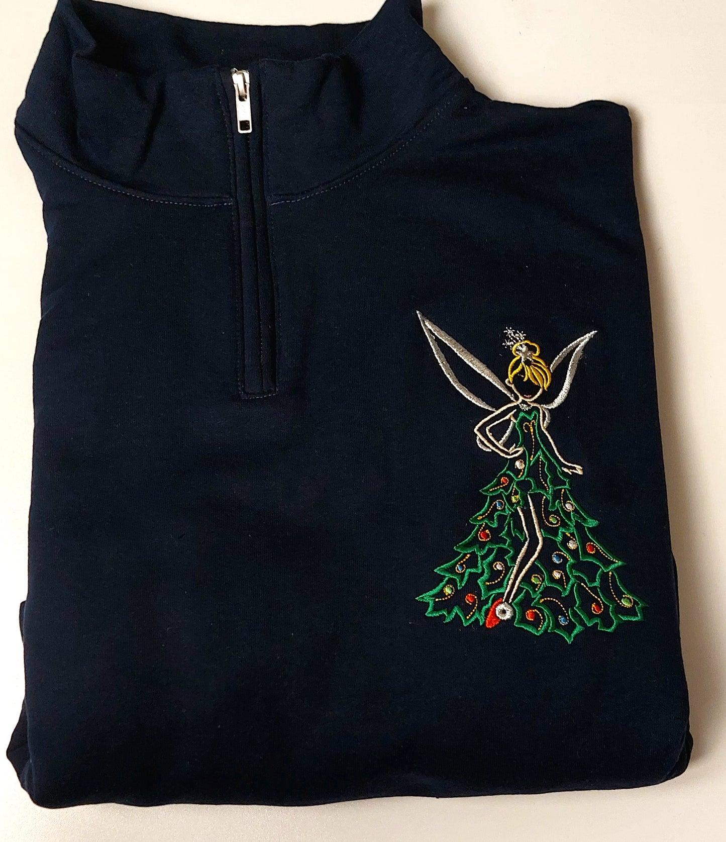 Tinkerbell Christmas tree embroidered sweatshirt