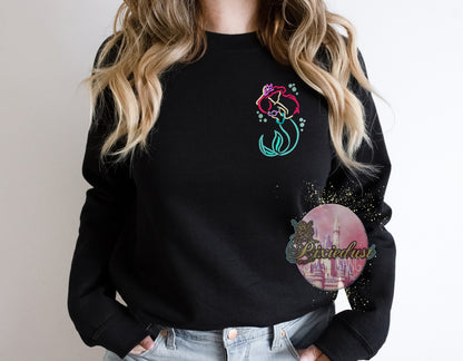 Little Mermaid Ariel embroidered sweatshirt or tshirt