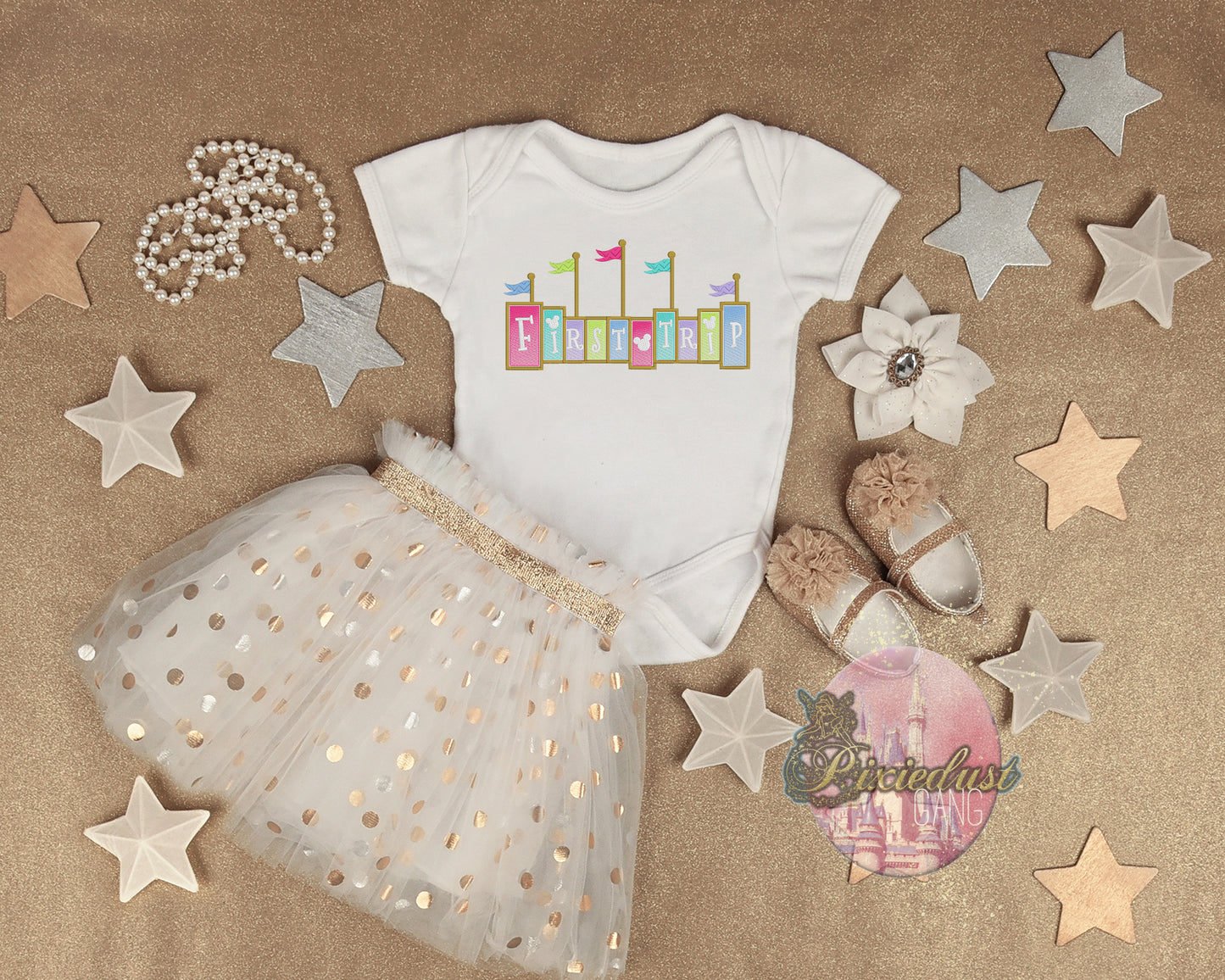 First time at disneyland embroidered infant body suit